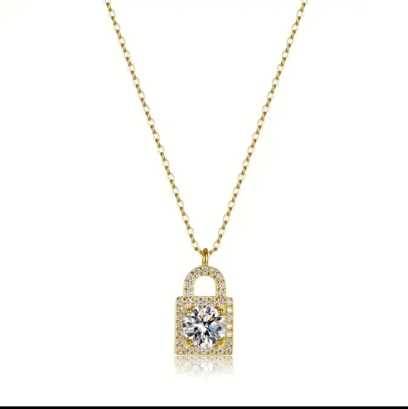 Certified 1ct. Moissanite Lock Necklace - Picture 5 of 14